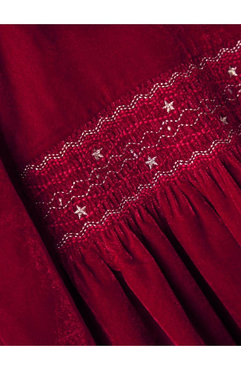 JOJO MAMAN BEBE Kids' Smocked Velvet Dress, Alternate, color, Red