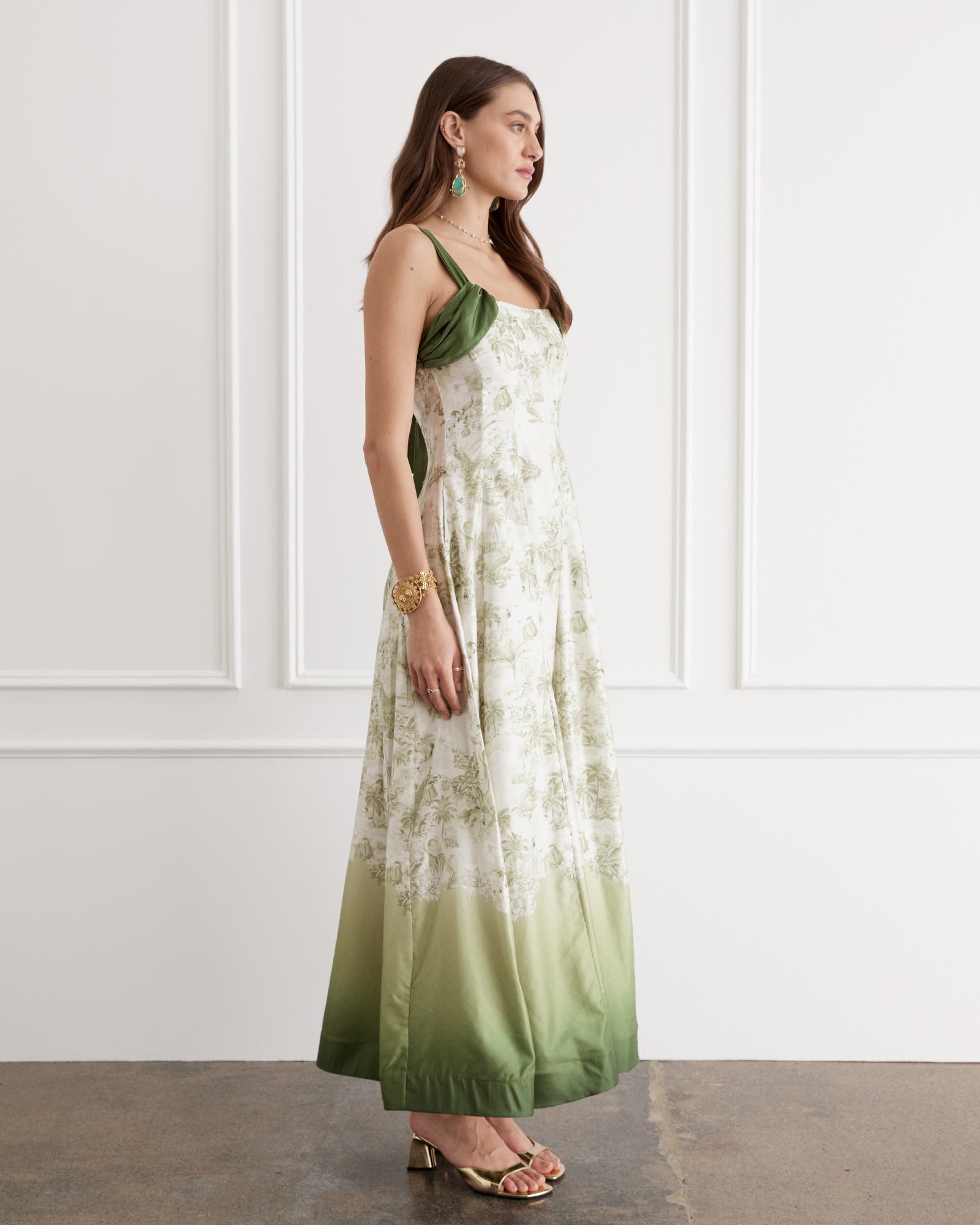 delphina maxi dress Cotton Silk Delphine Maxi Dress by Aqua Blu in Green, Size: XL at Anthropologie