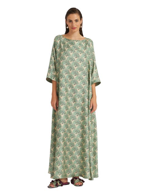 Muumuu Dress Round Neck Fans Menta