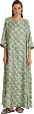 La DoubleJ Muumuu Dress Round Neck Fans Menta