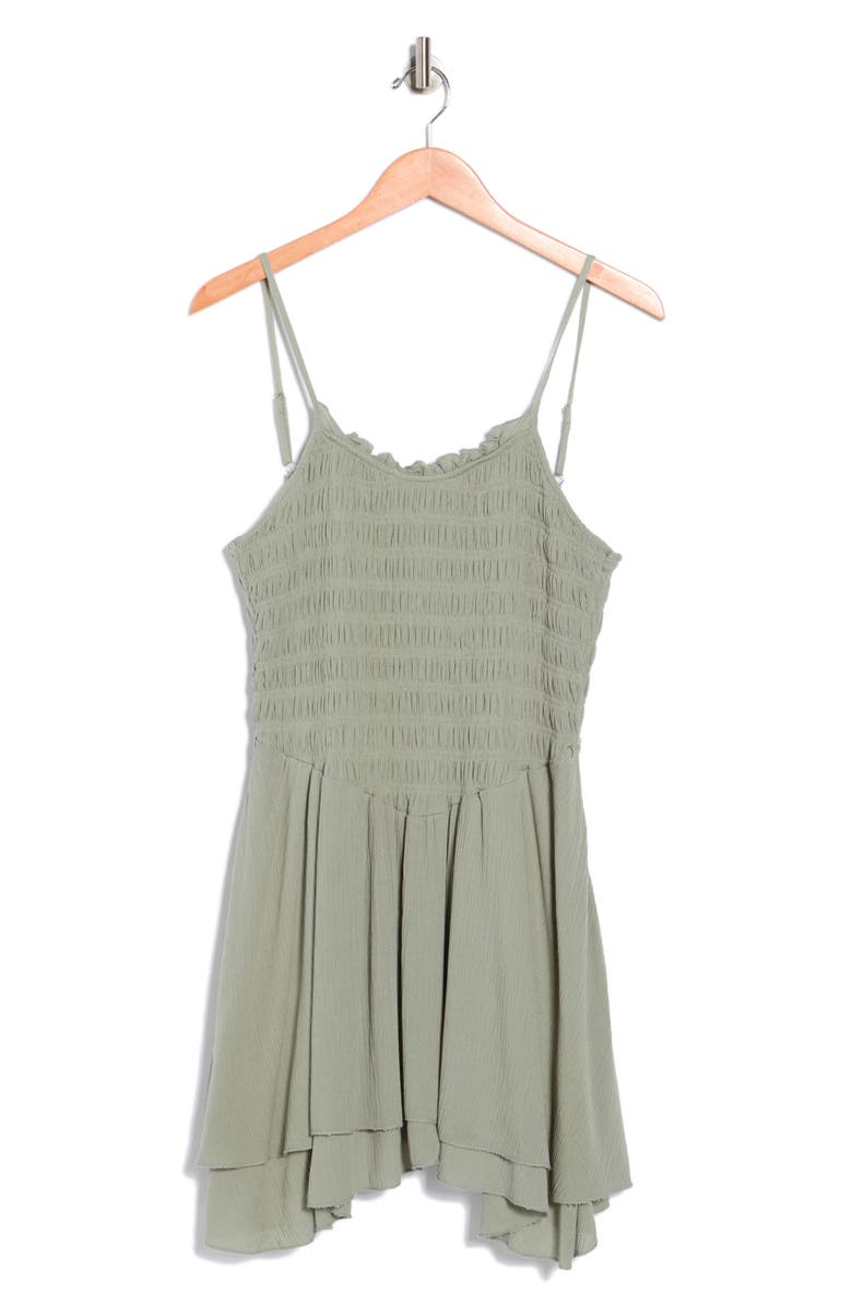 Madden Girl Smocked Fit & Flare Minidress, Main, color, Seagrass