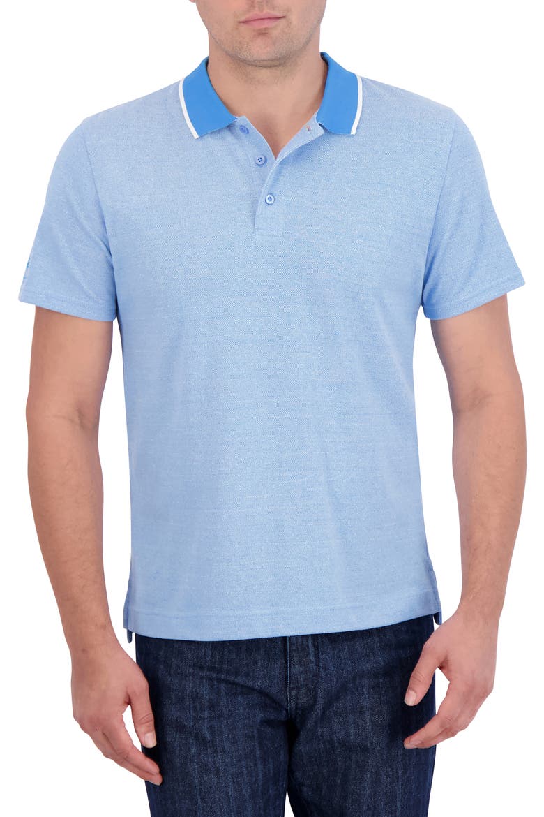 Calmere Tipped Polo, Main, color, BRIGHT BLUE