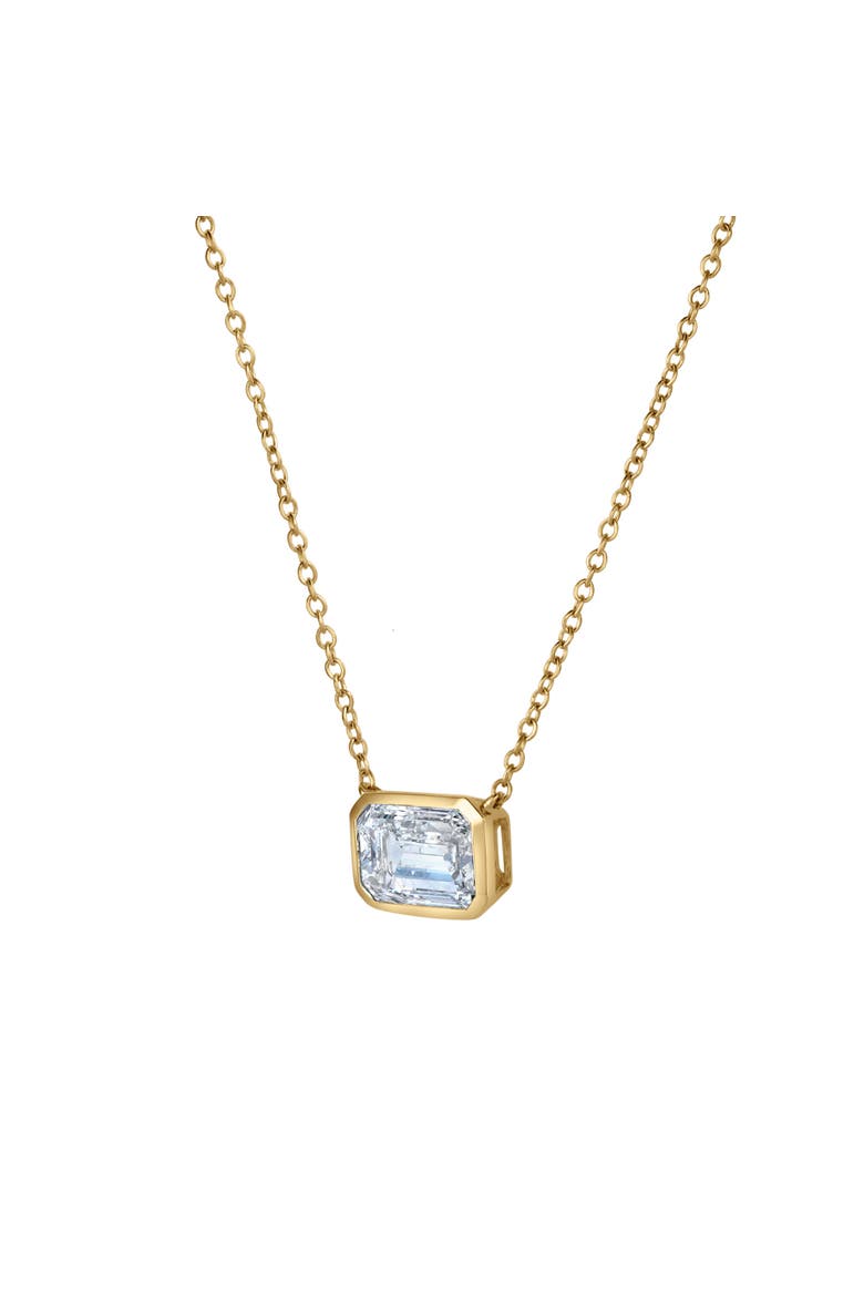 Glinda 3 Ct Lab Grown Diamond Emerald Bezel 14K Gold Necklace, Alternate, color, 14K Yellow Gold