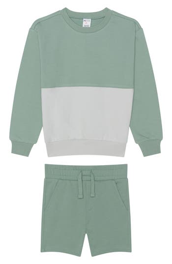 Petit Lem Kids' Colorblock Knit Set In Blue