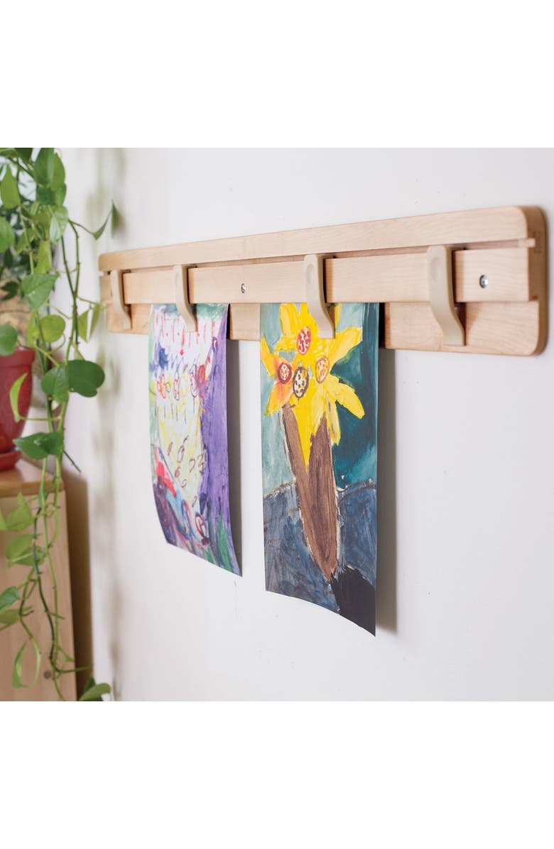 Kaplan Early Learning Company Premium Solid Maple Wooden Art Display Bar for Wall Mounting, Alternate, color, Beige