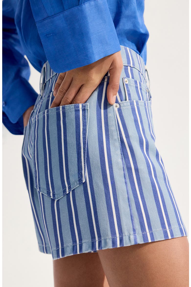Stripe Denim Shorts, Alternate, color, BLUE