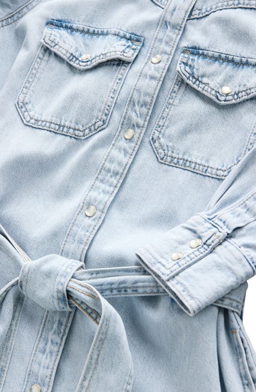 Next Tie Waist Long Sleeve Denim Maxi Dress