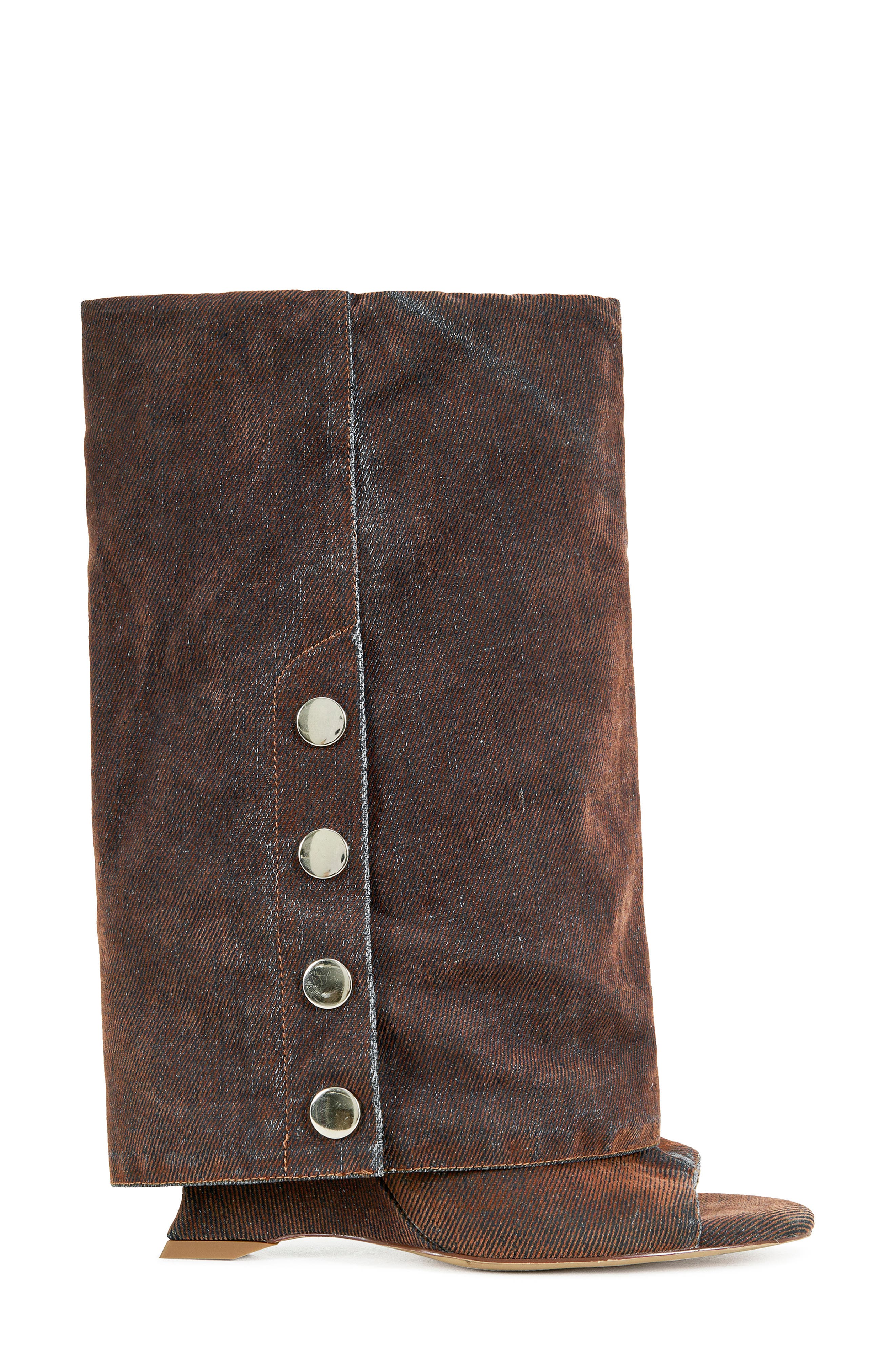 AZALEA WANG Metallic Open Toe Boot, Alternate, color, Orange