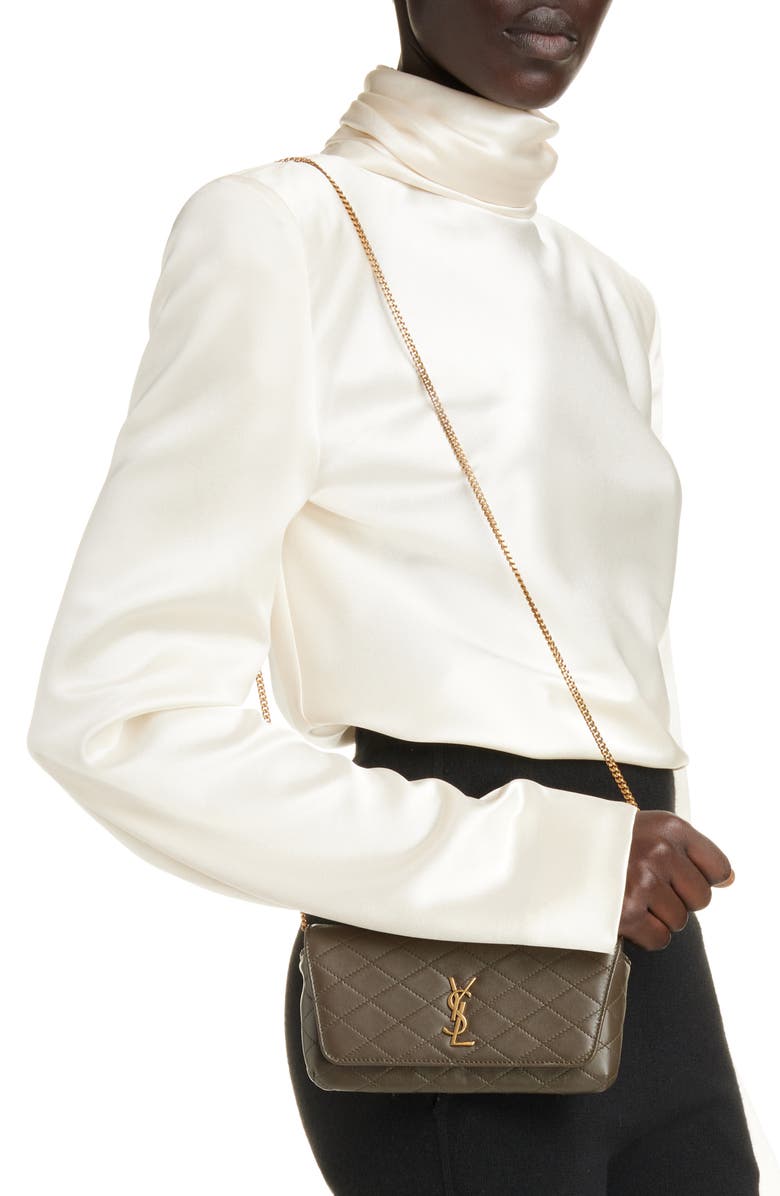 Saint Laurent Gaby Quilted Leather Crossbody Phone Pouch, Alternate, color, 