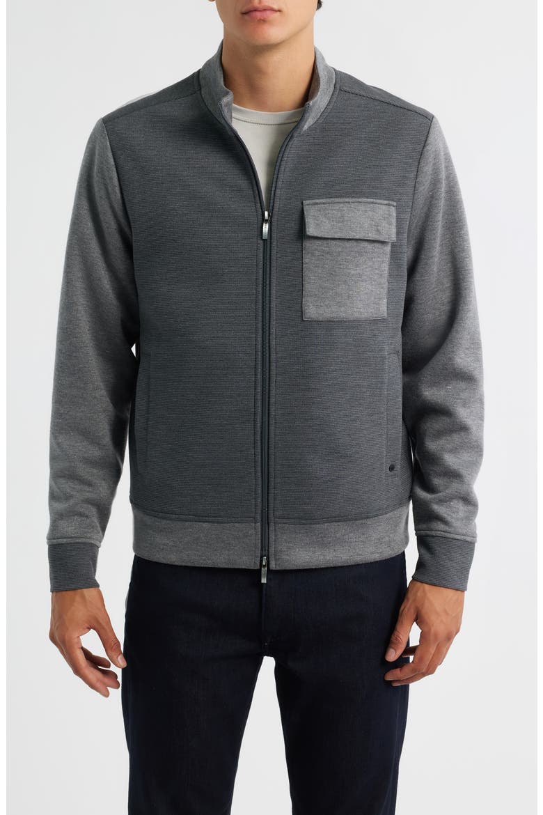 Isaak Colorblock Knit Jacket, Alternate, color, CHARCOAL