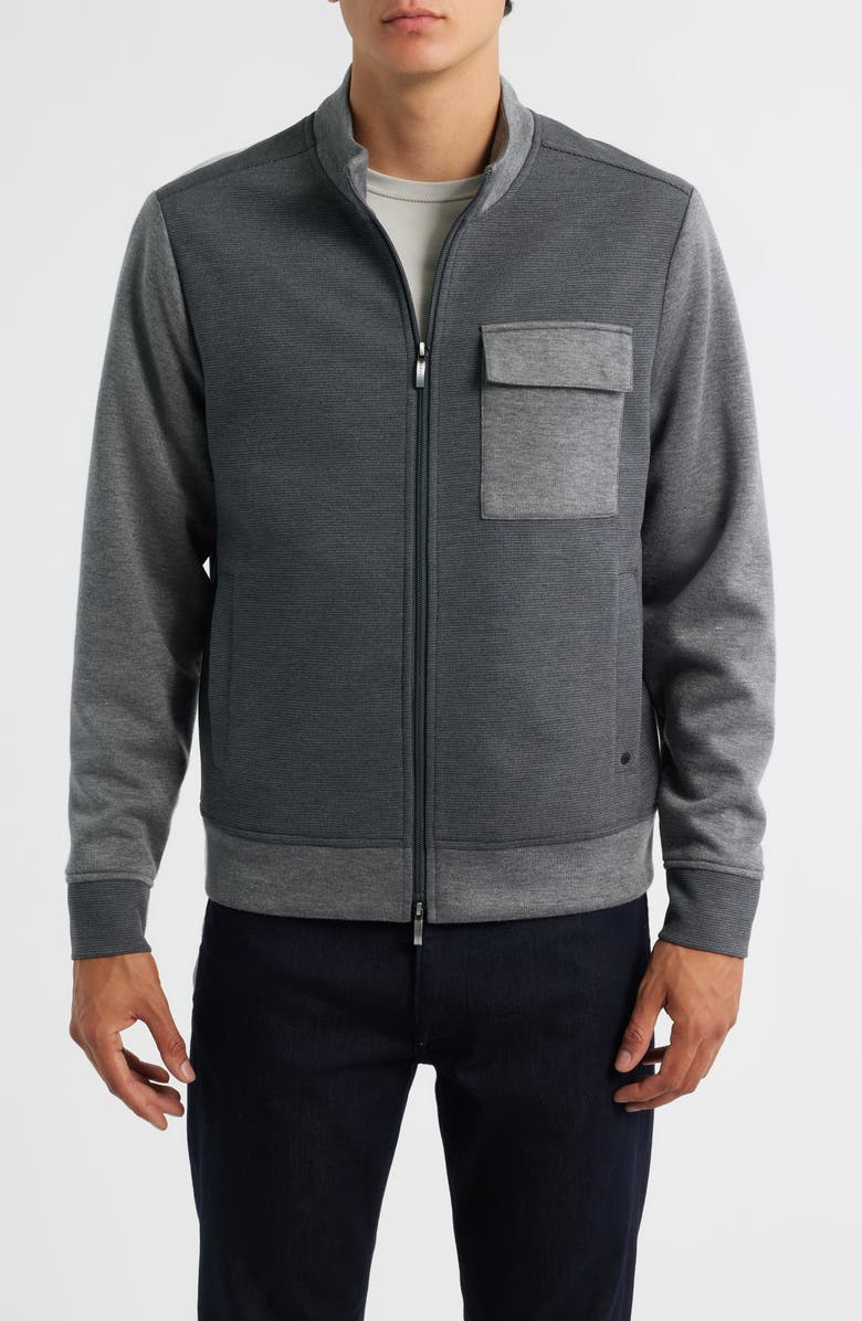 Robert Barakett Isaak Colorblock Knit Jacket, Alternate, color, Charcoal
