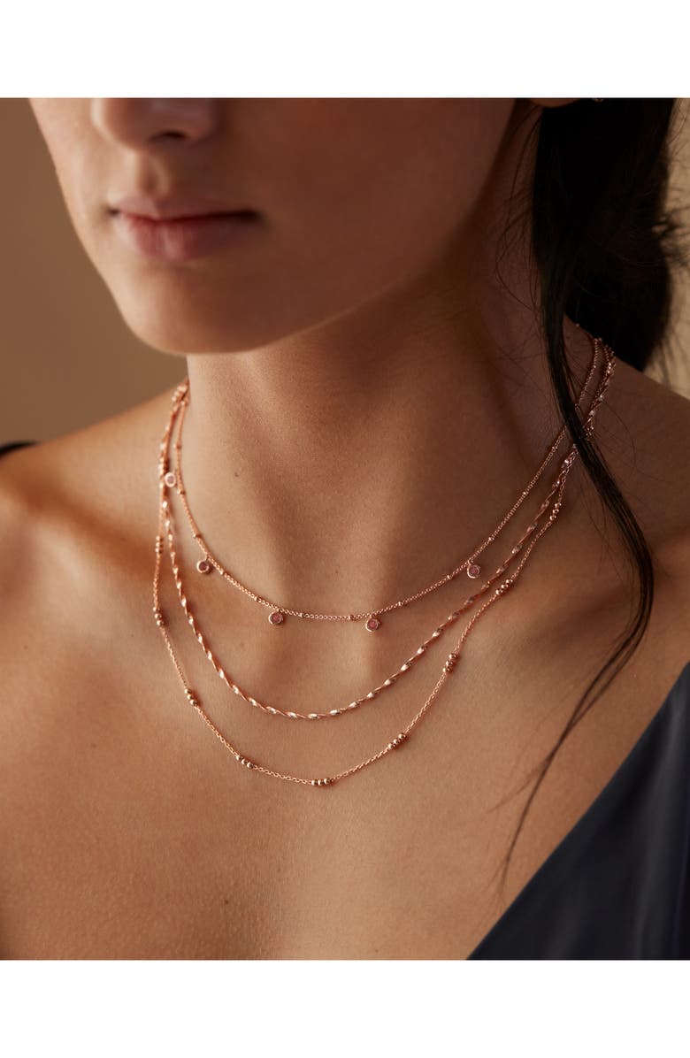 Monica Vinader Pink Tourmaline Station Choker Necklace, Alternate, color,