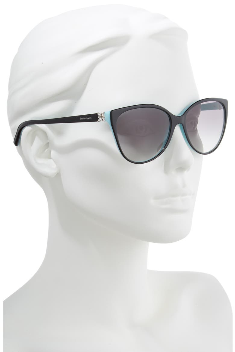 58mm Gradient Cat Eye Sunglasses, Alternate, color, BLACK/ BLUE/ BLACK GRADIENT