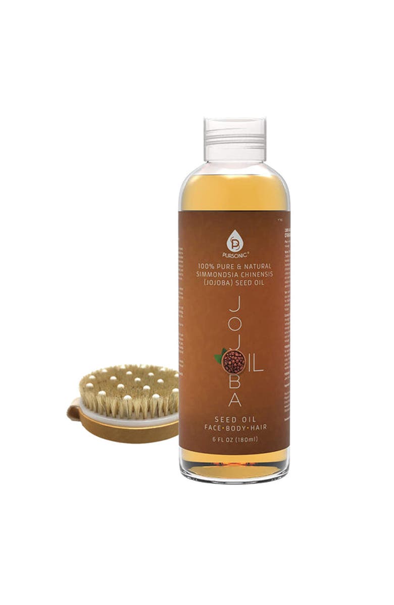 PURSONIC Beauty Bundle Golden Jojoba Oil & Bath Brush Massager, Main, color, Multicolor