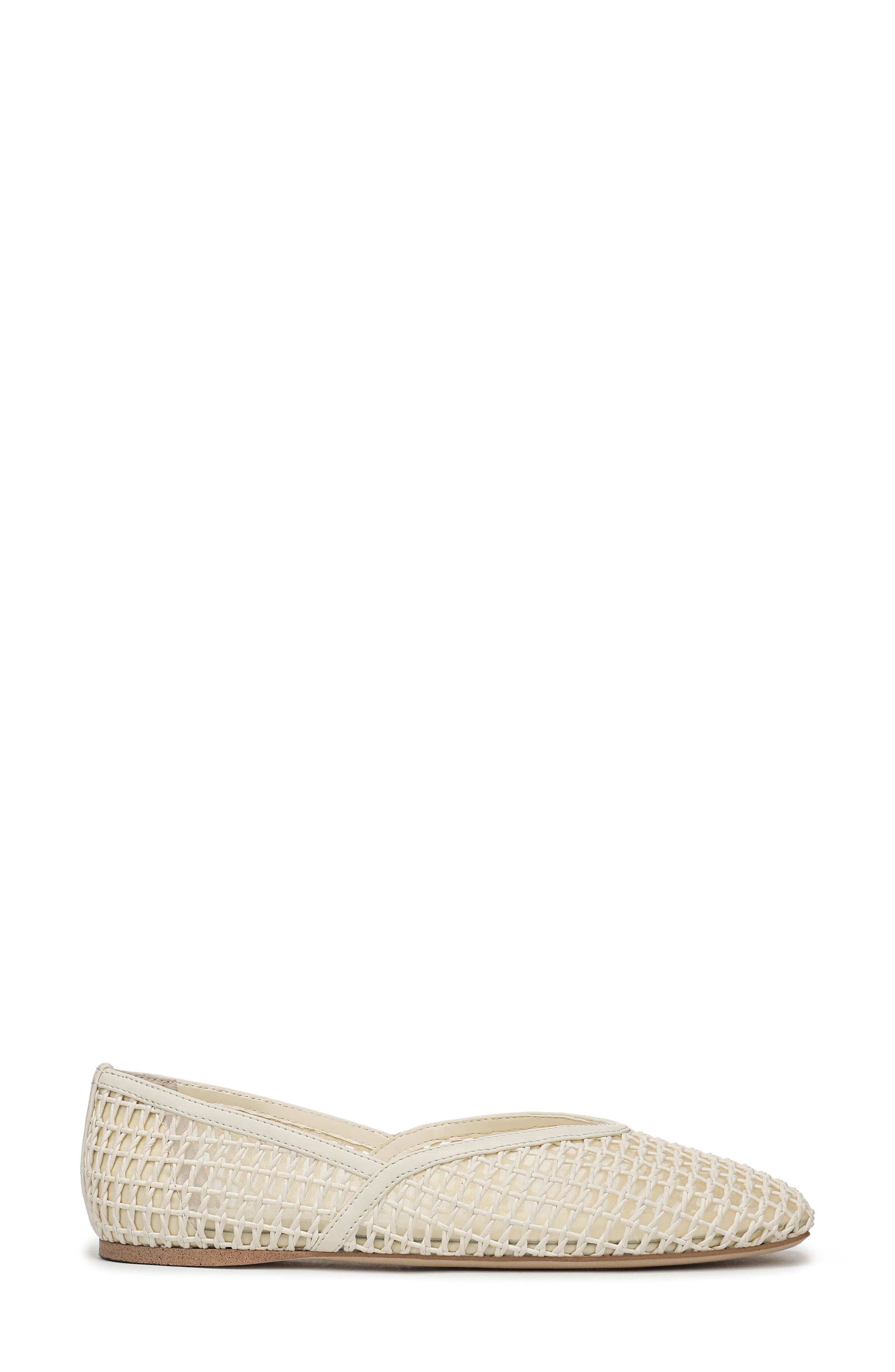 Flexa Square Toe Mesh Flat, Alternate, color, MARSHMALLOW WHITE