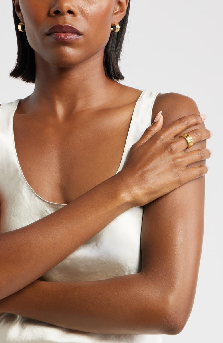 Nordstrom Fine Rib Band Ring, Alternate, color, 14K Gold Plated