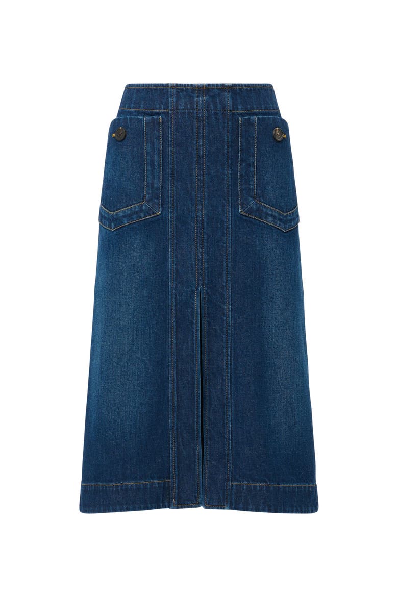 Fernanda Stretch denim skirt, Main, color, Blue
