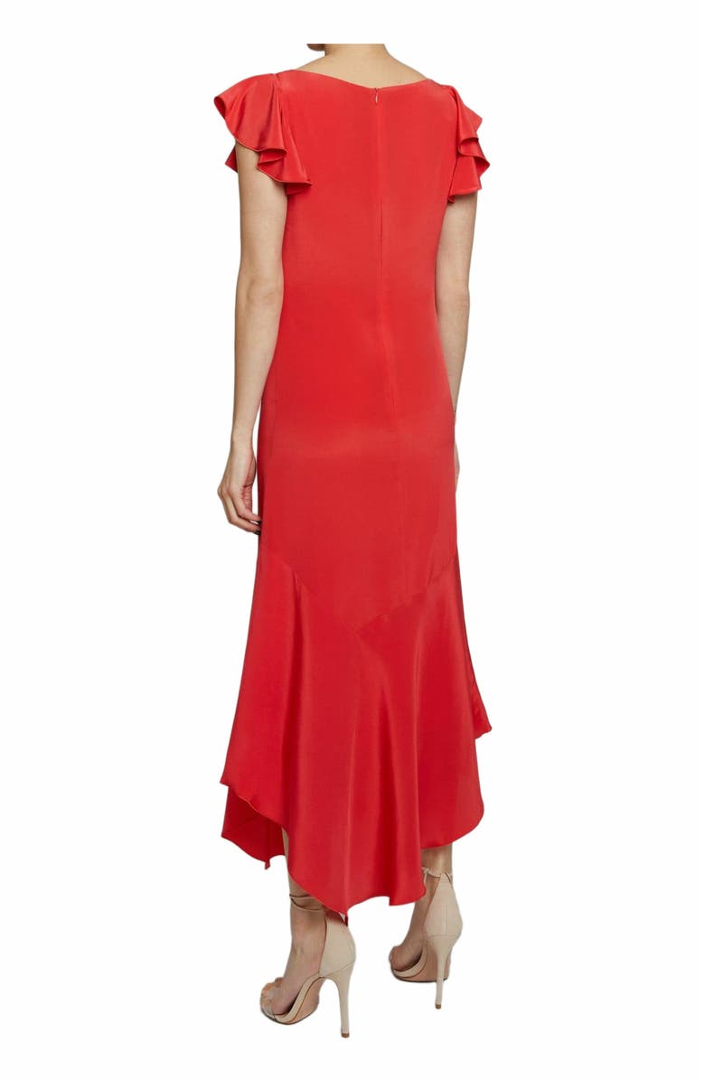 Santorelli Laurel Silk Flutter Sleeve Hi-Lo Midi Dress, Alternate, color, 