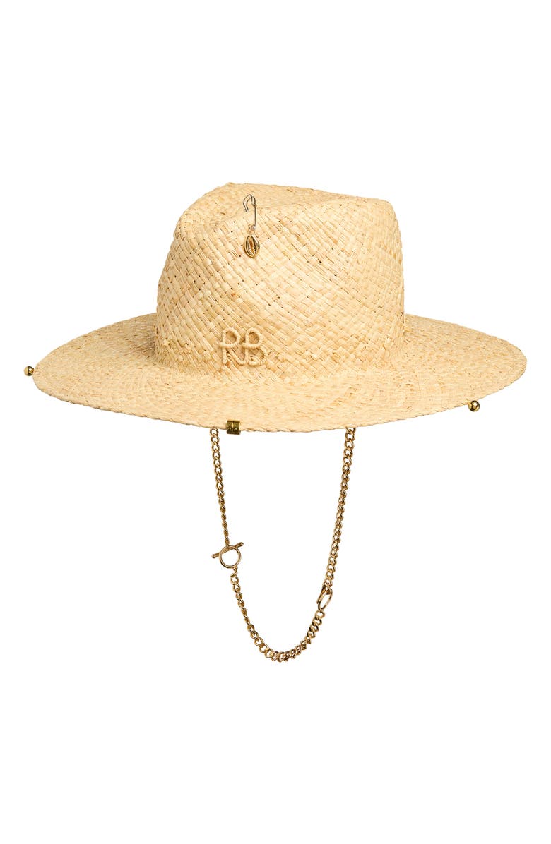 Ruslan Baginskiy Straw Fedora Hat, Main, color, Natural Straw