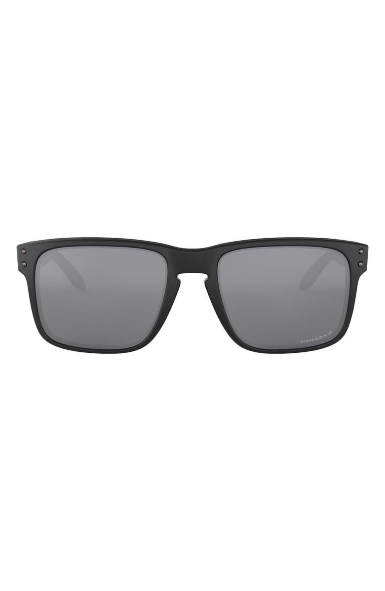 Oakley 56mm Polarized Rectangular Sunglasses, Main, color, Black