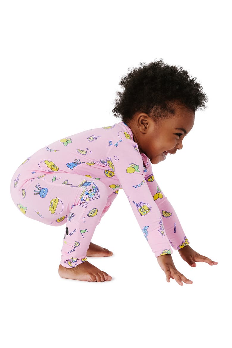 Kids' Pink Lemonade Convertible Footie Pajamas, Alternate, color, PINK LEMONADE