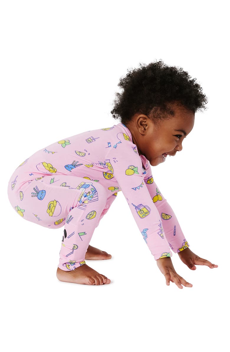 Bellabu Bear Kids' Pink Lemonade Convertible Footie Pajamas, Alternate, color,