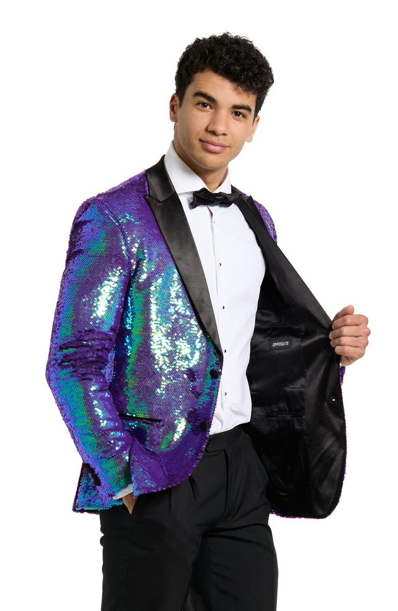 OppoSuits Sapphire Sequin Two-Piece Tuxedo & Tie, Alternate, color, Blue