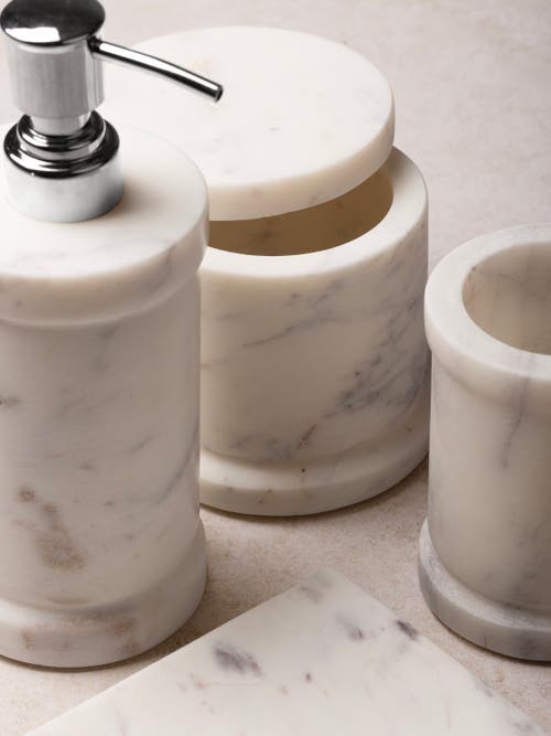 Gauri Kohli Duval Marble Bath Accessories, Set Of 4 In White