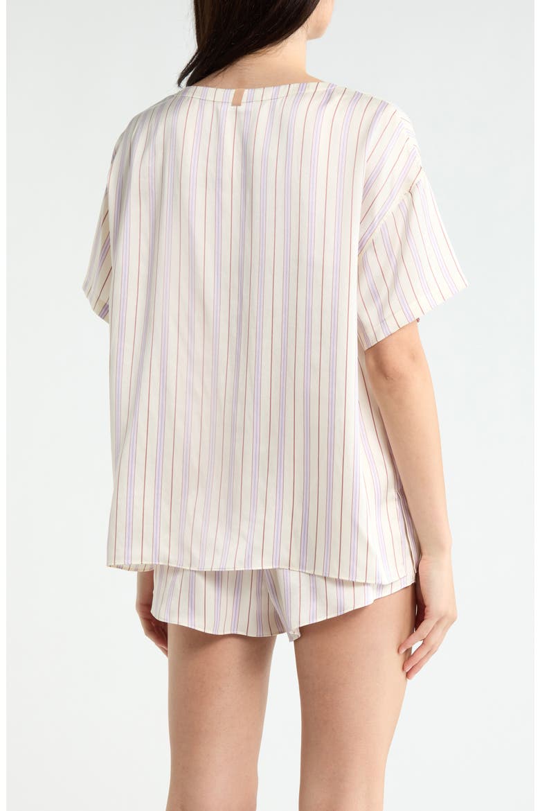 Washable Silk Tee Short Pajamas, Alternate, color, WISTERIA STRIPE