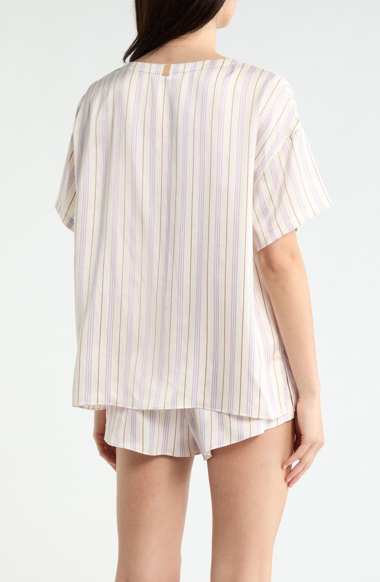 Lunya Washable Silk Tee Short Pajamas, Alternate, color, Wisteria Stripe