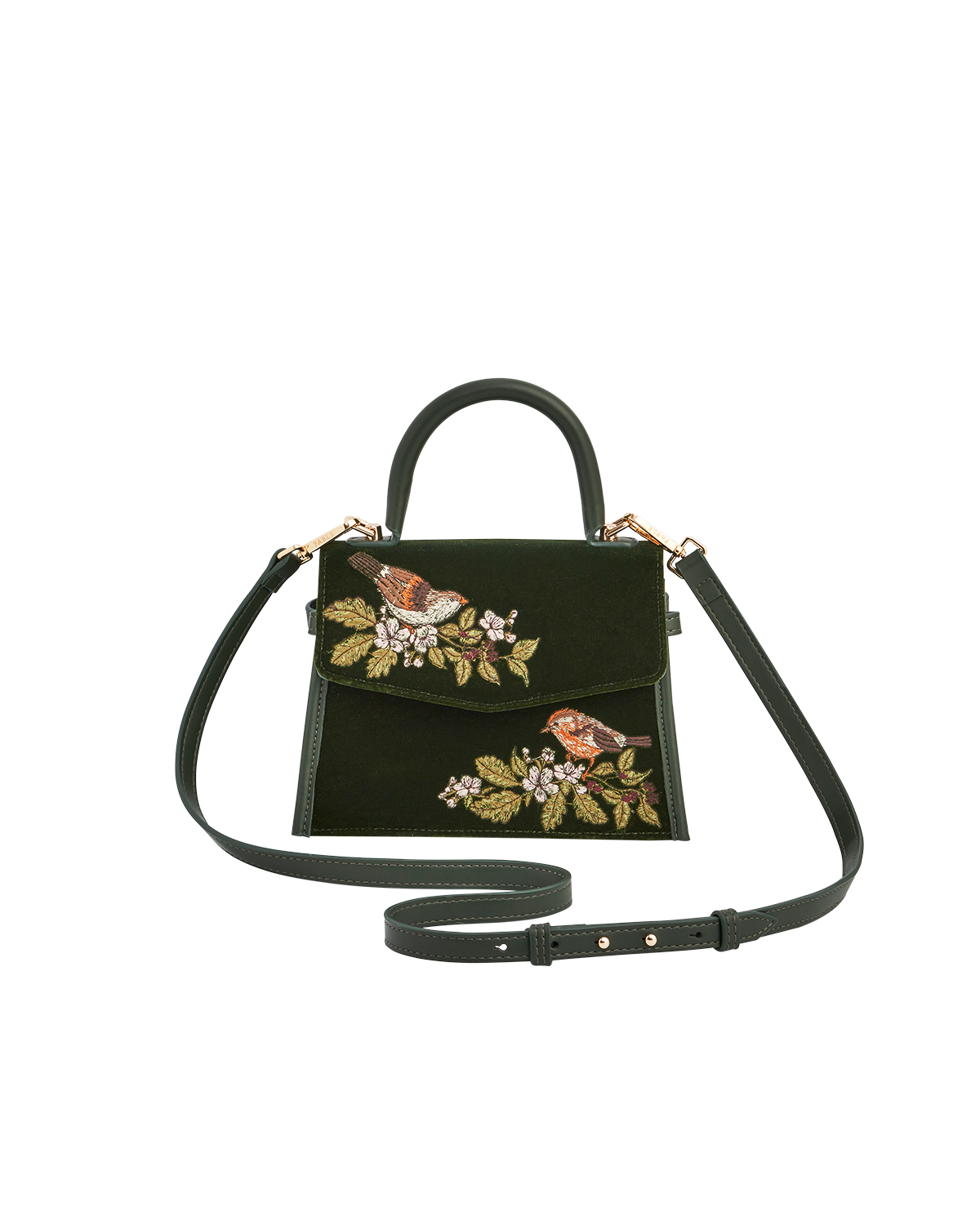 Eliza Wren Velvet Embroidered Top Handle Purse, Alternate, color, Dark Green