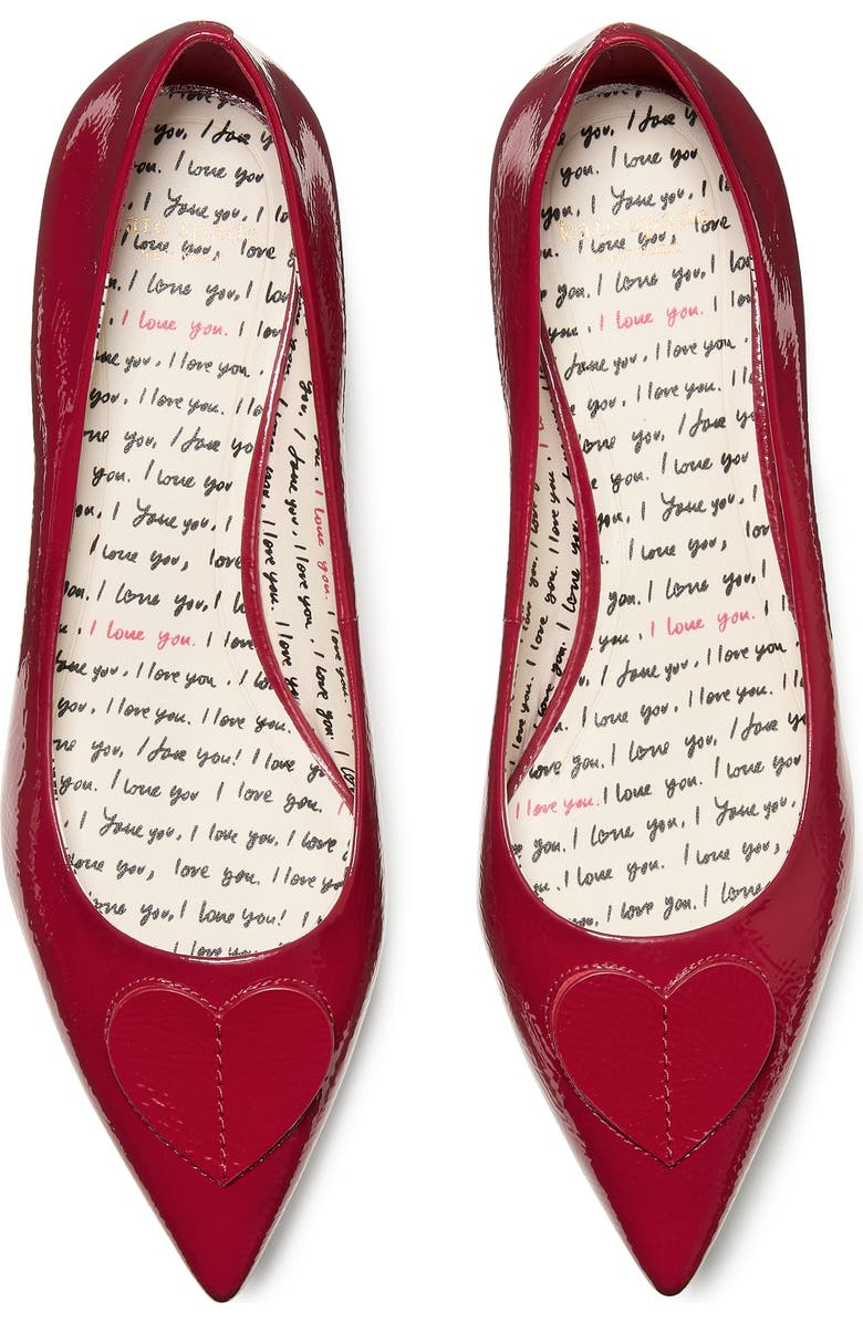 Kate Spade New York lover crinkle patent leather low pump, Alternate, color, Dark Scarlet
