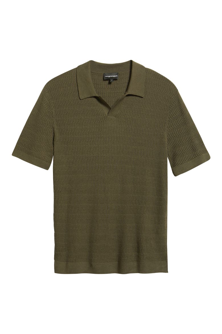 Johnny Collar Short Sleeve Twisted Rib Wool Polo Sweater, Alternate, color, GREEN