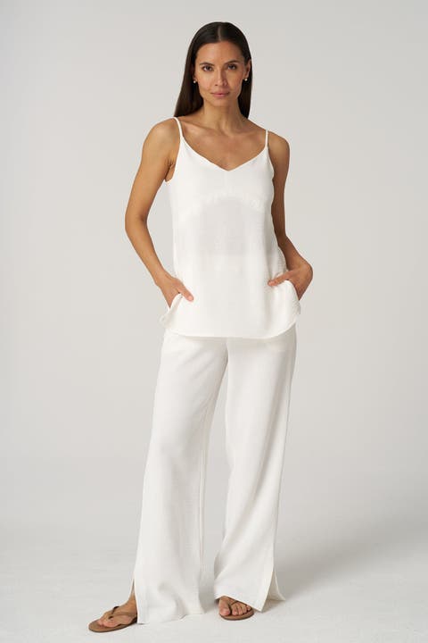 Textured Crepe Flowy Long Cami