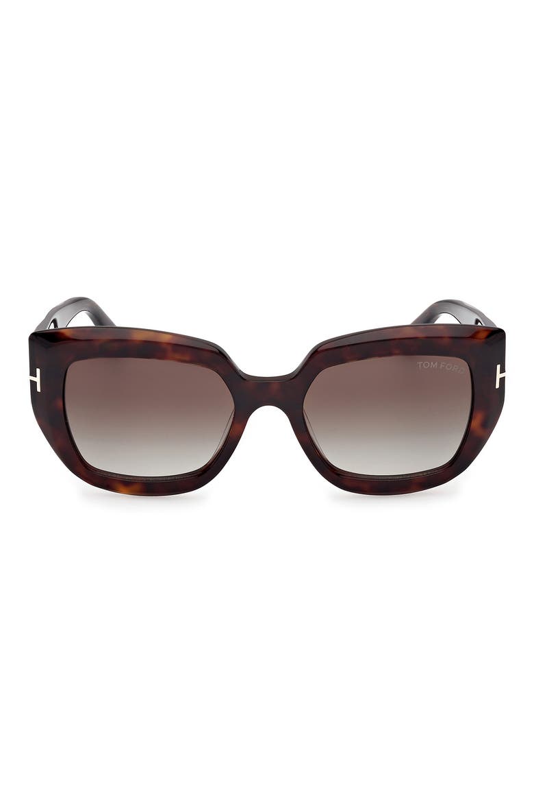 Saltzman 53mm Gradient Butterfly Sunglasses, Main, color, DARK HAVANA ECO / T LOGO