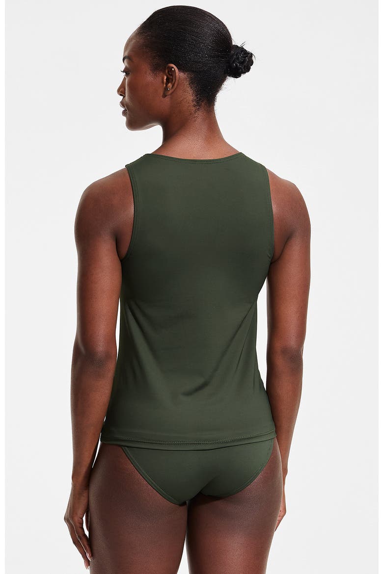 D-Cup Chlorine Resistant High Neck UPF 50 Sun Protection Modest Tankini Swimsuit Top, Alternate, color, Rich Olive Green