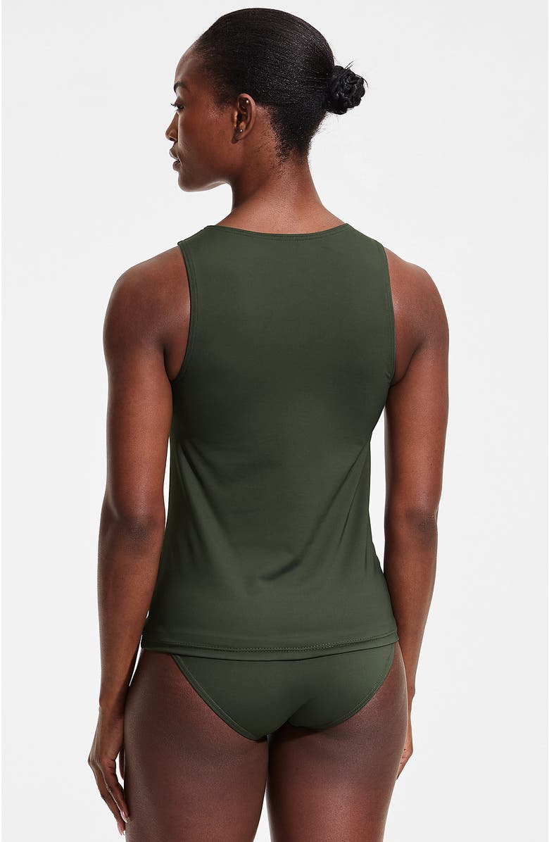 Lands' End D-Cup High Neck UPF 50 Sun Protection Modest Tankini Swimsuit Top, Alternate, color, Rich Olive Green