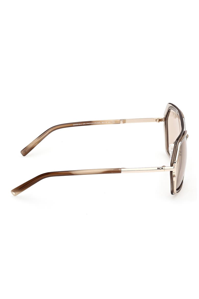 56mm Shield Sunglasses, Alternate, color, SHINY BEIGE / BROWN