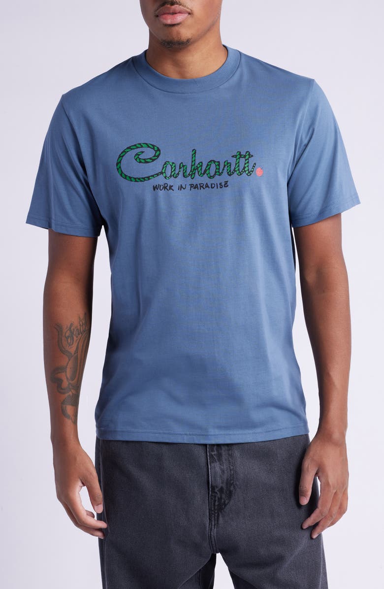 Carhartt Work In Progress Paradise Script Organic Cotton Graphic T-Shirt, Main, color, Positano