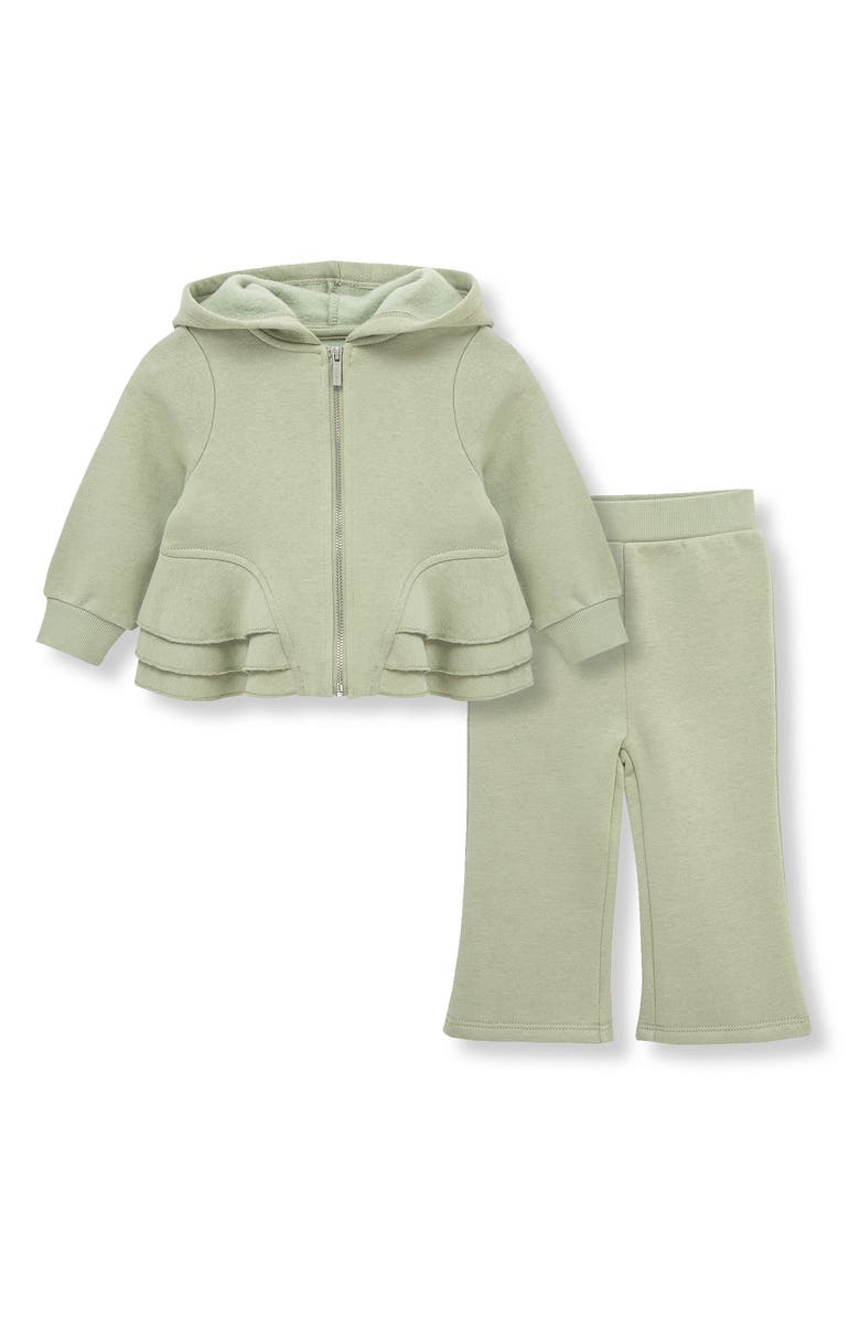 Habitual Kids Ruffle Trim Hoodie & Sweatpants Set, Main, color, Olive