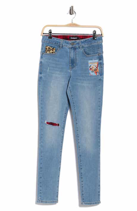 Desigual Mickey Mouse Patchwork Skinny Jeans