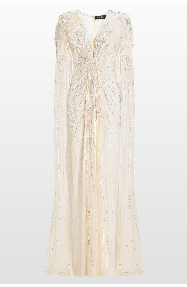 Jenny Packham Goldfinger Sequin-Embellished Maxi Dress, Main, color, Vanilla
