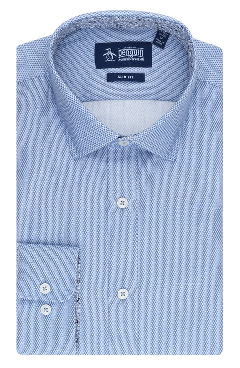 Slim Fit Diamond Texture Dress Shirt