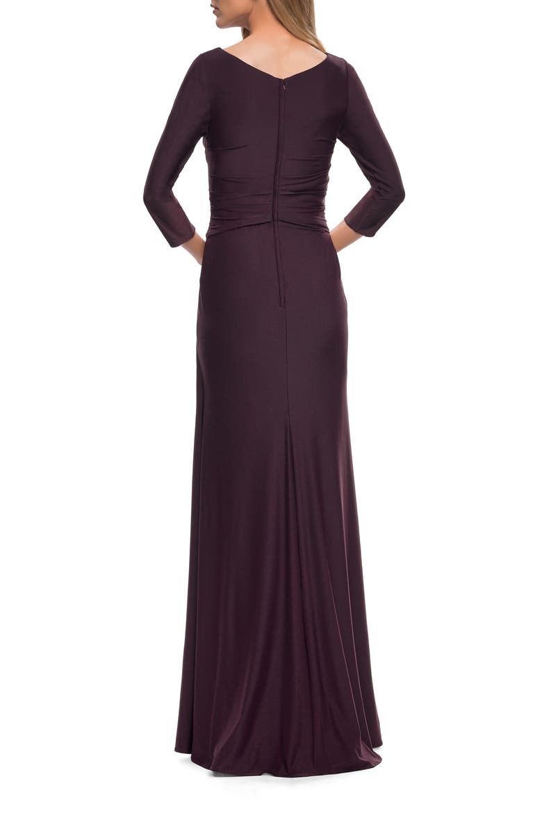 Ultra Soft Jersey Long Dress with Three-Quarter Sleeves, Alternate, color, Dark Garnet