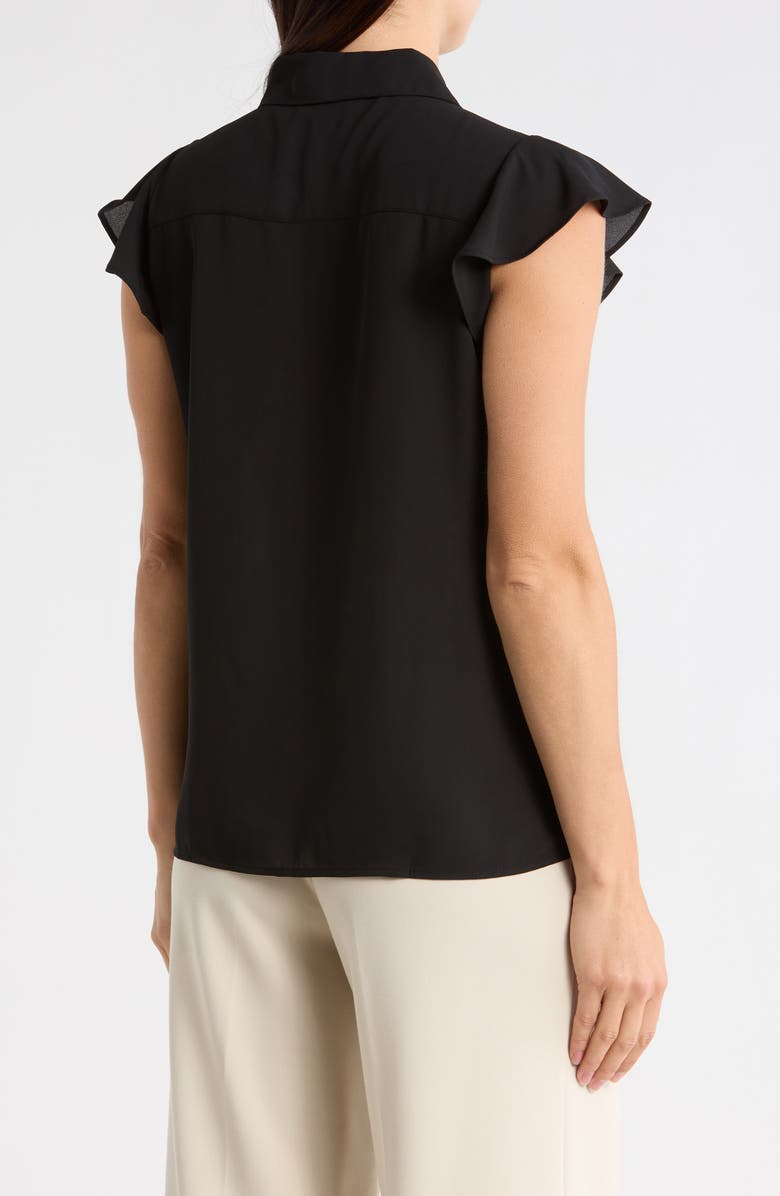 Calvin Klein Ruffle Cap Sleeve Top, Alternate, color, Black