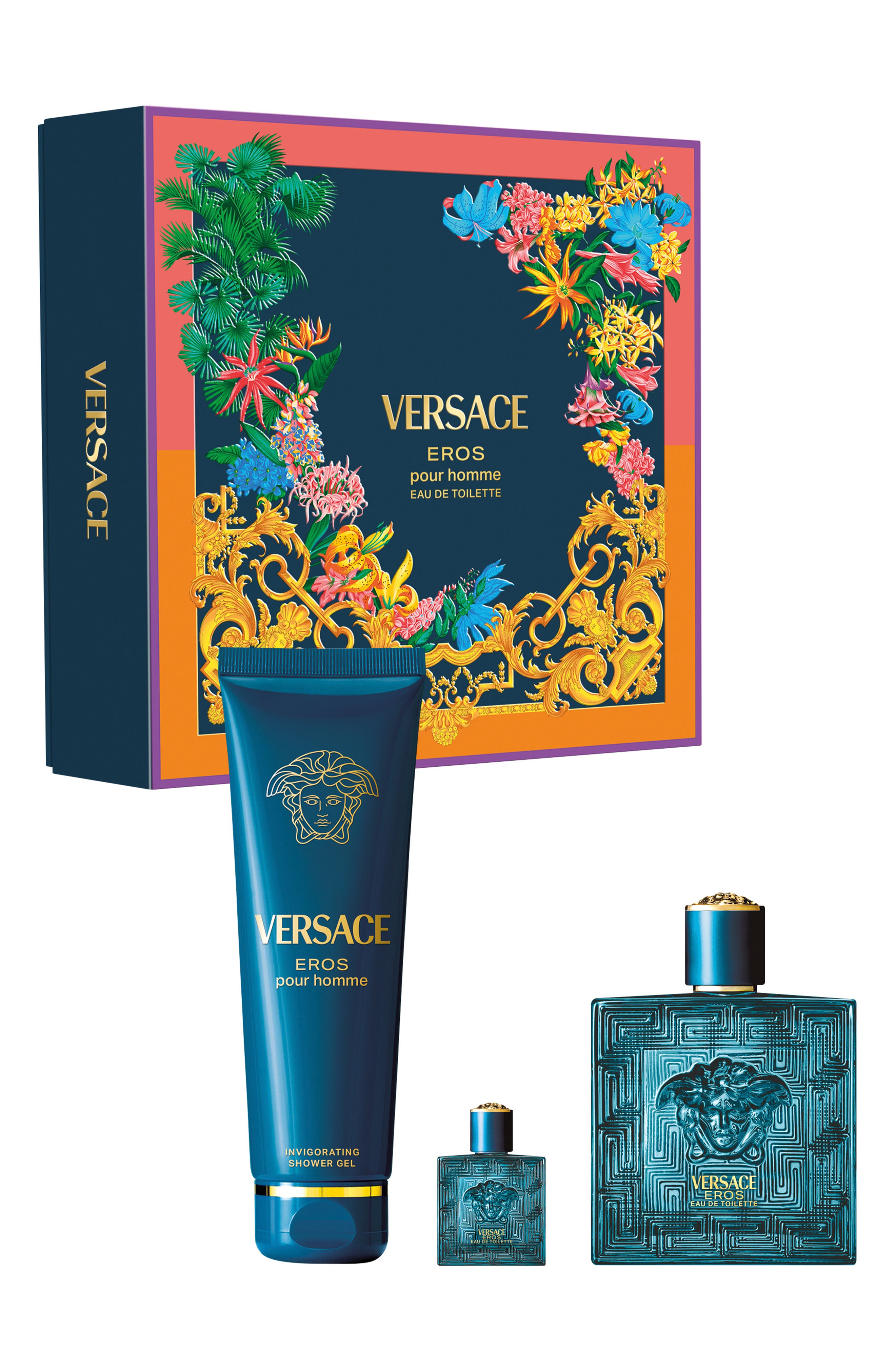 Versace Eros Eau de Toilette 3-Piece Gift Set $178 Value (Men