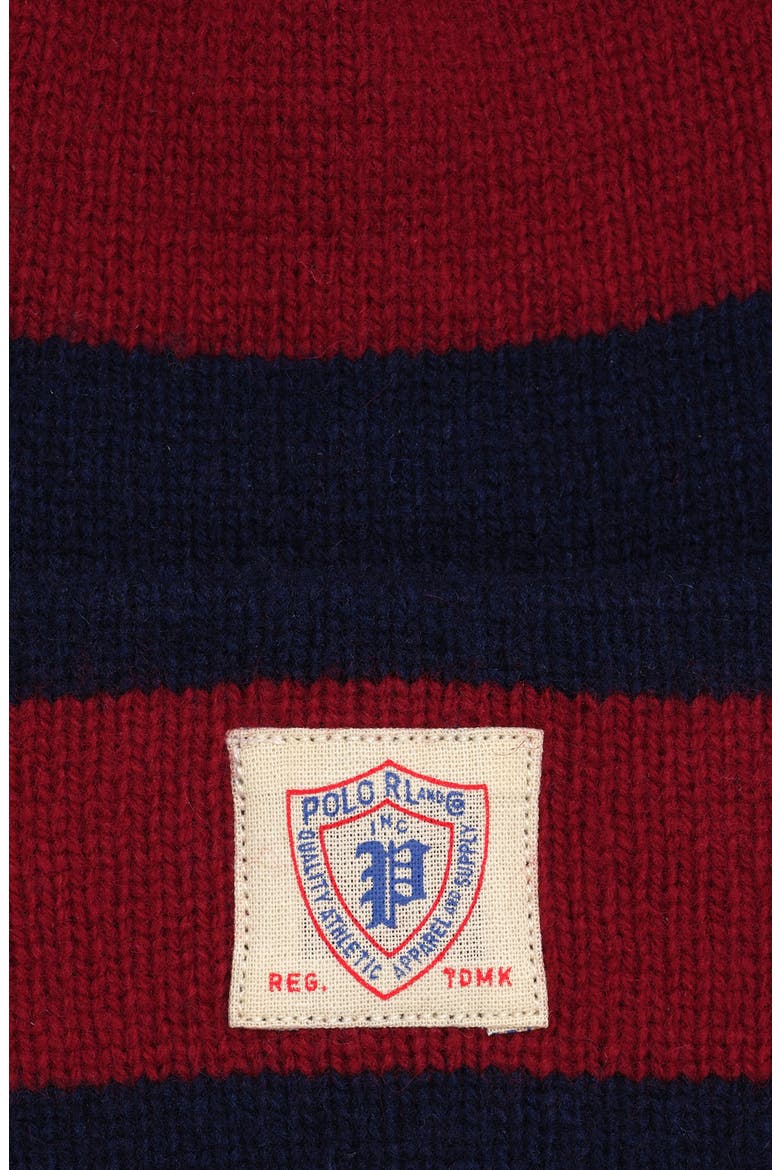 Rugby Striped Merino Wool Blend Beanie, Alternate, color, NAVY/ RED