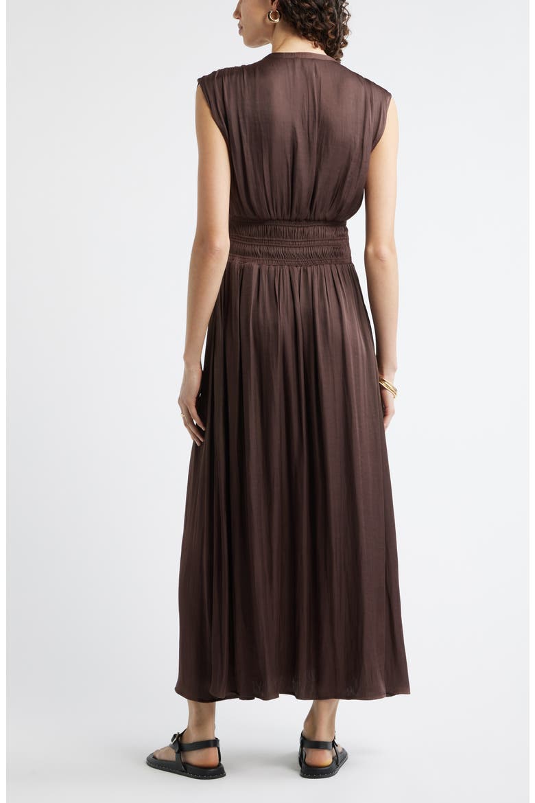 Smocked Waist Maxi Shirtdress, Alternate, color, BROWN ROAST