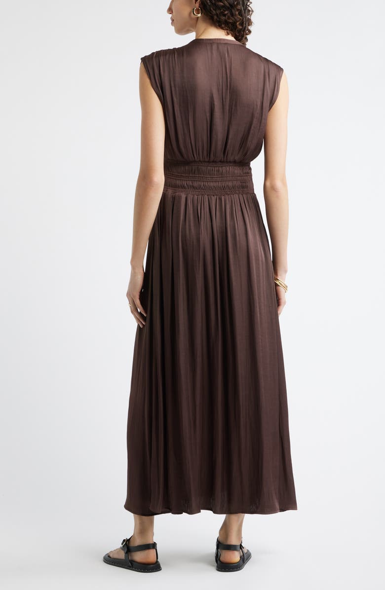 Nordstrom Smocked Waist Maxi Shirtdress, Alternate, color, Brown Roast