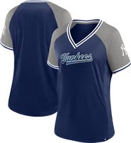 FANATICS Women's Fanatics Branded Navy New York Yankees Glitz & Glam League Diva Raglan V-Neck T-Shirt